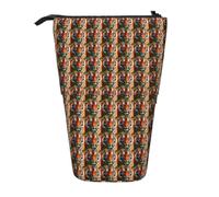 Tiger Stripes Orange Pattern Print Telescopic Pencil Case Portable Bag Makeup Pouch Stationery Organizer Office Travel