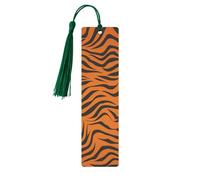 Tiger Stripes Orange Pattern Printed Metal Bookmarks M - Dark Green Lightweight Aluminium Book Marker for Books, Journals & Gifts, Ideal Book Lovers, Holiday Decor & Crafts