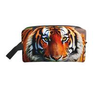 Tiger Stripes Orange Pattern Printed Travel Storage Pouch, Double Sided Large Bag for Clothes and Personal Accessories
