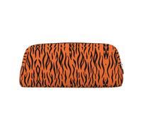 Tiger Stripes Orange Pattern Printing Leather Pencil Pouch Pen Case Elegant and Practical Bag for Students Perfect for Office School