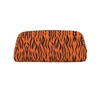Tiger Stripes Orange Pattern Printing Leather Pencil Pouch Pen Case Elegant and Practical Bag for Students Perfect for Office School