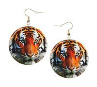 Tiger Stripes Orange Pattern Trendy Leather Earrings For Women Dangle 1 Pair Lightweight Printed Piercing Earrings Jewelry Gifts For Women Girls