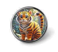 Tiger Stripes Orange Round Badge for Men Women, Durable & Stylish Lapel Pins, Lightweight Metal Badges for Shirts, Jackets, Hats