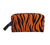 Tiger Stripes Orange Water-Resistant Travel Toiletry Organizer Bag, Large Capacity Portable Cosmetic Storage for Gym/Daily Essentials