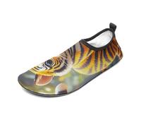 Tiger Stripes Orange Water Shoes for Men Women, Lightweight Stretch Swim Shoes with Anti-Slip Rubber Sole, Quick-Dry Aqua Socks for Pool, Beach, Surfing, Style, 10 Women/10 Men