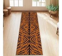 Tiger Stripes Runner Rug, Animal Print Modern Black Orange None Orange Non-Slip Aesthetic Rectangle Home Floor Carpet for Kitchen Bathroom Entryway Bedside Decor 2x5 Ft