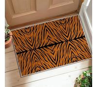 Tiger Stripes Runner Rug, Animal Print Modern Black Orange None Orange Non-Slip Indoor Doormat Accents Rug Non Shedding for Kitchen Bathroom Entryway Bedside Decor 2x3 Ft