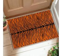 Tiger Stripes Runner Rug, Wild Contemporary Orange Black Fall Orange Non-Slip Aesthetic Doormat Rectangle Accents Rug for Kitchen Doorway Entryway Bedside Decor 2x3 Ft