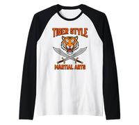Tiger Style Kung Fu Chinese Martial Arts Broadsword Dao Raglan Baseball Tee