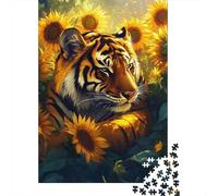 Tiger Sunflower 1000 Pieces Mini Jigsaw Puzzle for Adults