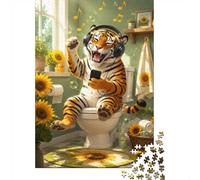 Tiger Sunflower 1000 Pieces Mini Jigsaw Puzzle for Adults