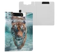 Tiger Swimming Clipboard a4 Clip Board Foldover Document Folder Files for Paperwork with Clips Lightweight Plastic