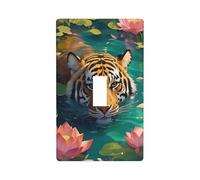 Tiger Swimming in The Water Light Switch Cover Decorative Single Toggle 1 Gang Wall Plate for Kitchen Farmhouse Bedroom Bathroom Art Decor