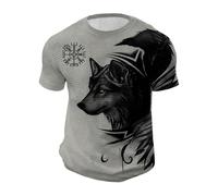 Tiger T-Shirt 3D Animal Print Short Sleeve Tiger Graphic Tees Cat T-Shirt Summer Tops Wolf 3D Print Round Neck Casual Clothes, H, Grey, S
