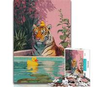 Tiger Taking A Bath 1000 Piece Jigsaw Puzzles for Teenagers Gifts,for Educational Game Challenge Toy Unique Home Decor And Gifts (50x75cm)
