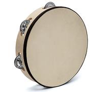 TIGER TAM91-10-BK Single Row Tambourine - 10" 25cm - Wooden with Rawhide Head