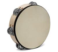 TIGER TAM98-10-BK 10" 25cm Wooden Tambourine - Double Row of Jingles - Natural