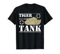Tiger Tank - Historical World War 2 (WW2) German Panzer T-Shirt, Men, Black, Large