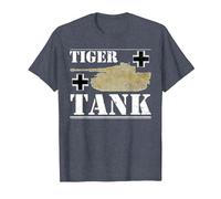 Tiger Tank - Historical World War 2 (WW2) German Panzer T-Shirt, Men, Heather Blue, 3X-Large