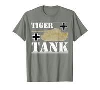 Tiger Tank - Historical World War 2 (WW2) German Panzer T-Shirt, Men, Olive Heather, Medium