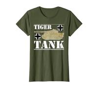 Tiger Tank - Historical World War 2 (WW2) German Panzer T-Shirt, Women, Olive Green, X-Large