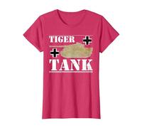 Tiger Tank - Historical World War 2 (WW2) German Panzer T-Shirt, Women, Red Heather, Medium