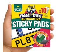 Tiger Tape® Number Plate Sticky Pads. Automotive Grade Heavy Duty, Extra Strong Double Sided Adhesive for Vehicle Number Plates, Licence Plates, Car Registration, Mounting Tape - 10 Strips