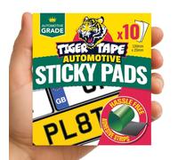 Tiger Tape® Number Plate Sticky Pads & Number Plate Tape, Automotive Grade Heavy Duty, Extra Strong Double Sided Adhesive for Vehicle Number Plates, Licence Plates, Car Registration - 10 cut strips