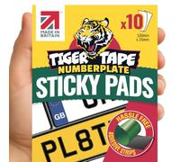 Tiger Tape® UK Made Number Plate Sticky Pads. Automotive Grade Heavy Duty, Extra Strong Double Sided Adhesive for Vehicle Number Plates, Licence Plates, Car Registration, Mounting Tape - 10 Strips