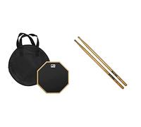 TIGER TDA4-10 10" Drum Practice Pad with Carry Bag - Desktop or Stand Mountable & Vic FIrth - NOVA Drumsticks - 5A - Wood Tip