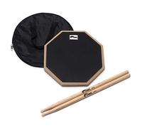 TIGER TDA410-5B 10" Drum Practice Pad with 5B Hickory Drumsticks - Desktop or Stand Mountable, Black