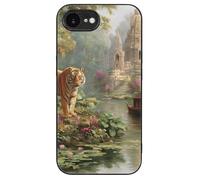 Tiger Temple Boat Water Lilies Glass Case Compatible with iPhone 16 Plus Pro Max Protective Cover
