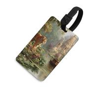 Tiger Temple Boat Water Lilies Luggage Tag for Suitcase Bag Identifiers Name Card Holder Travel Accessories