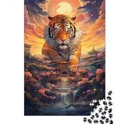 Tiger Temple Sunset Jigsaw Puzzle, 1000 Pcs For Adults | 38x26cm Puzzle Fans, Birthday Gift, Cardboard, Mood Calming, Tight Puzzle Fit