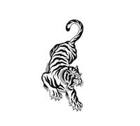 Tiger Temporary Tattoo - 15-Day Waterproof Body Art, 3D Tiger Claw Etching Tech for Asian Festival