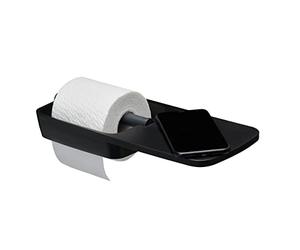 Tiger Tess, Toilet roll holder with shelf, Black/Anthracite, 145x321x48mm