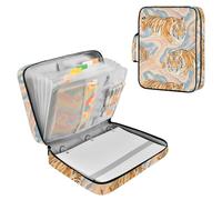 Tiger Texture Zipper Binder Bag 3 Ring 6-Tab Expanding File Folder 500 Sheets Organizer for School Work Office