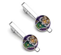 TIGER THE KING OF MARDI And GRAS Tie Clips for Men Classic Necktie Tie Bar 2 Pack Clasp Clips Gifts for Anniversary Business