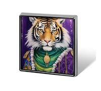 TIGER THE KING OF MARDI GRAS Custom Lapel Pins Square Brooch Tie Suit Dress Accessories for Men Women Wedding Birthday