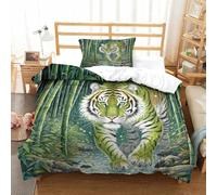 Tiger Three-dimensional Printing Bedding Comforter Set Tiger Bed Cover High-thread-count Fabric Pillow Slip Included Gentle And Washable Single(135x200cm)