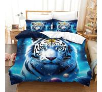 SkyClouf Tiger Three-dimensional Printing Bedding Three-piece Set Tiger Bed Cover Superior Microfiber Pillow Slip Included Gentle And Washable King(220x240cm)