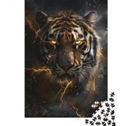 Tiger Thunder Dark Night Puzzle for Adults 1000 Pieces, Tiger Themed Animal Design, Gift for Puzzle Enthusiasts, 70x50cm/1000pcs