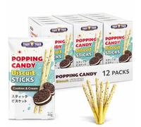 Tiger Tiger Popping Candy Biscuit Sticks Cookies and Cream Flavour 40g (Pack of 12) - Crispy Biscuit Snack with Popping Candy, Sweet Cookies and Cream Taste, Confectionery Treat