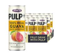 Tiger Tiger Pulp+ 100% Real Guava Juice with Pulp, Never from Concentrate, No Added Sugar, 320ml, 12 Cans