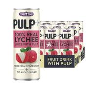 Tiger Tiger Pulp+ 100% Real Lychee Juice with Pulp, No Added Sugar, Never from Concentrate, 320ml, 12 Cans