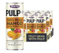 Tiger Tiger Pulp+ 100% Real Mango Juice with Pulp, Never from Concentrate, No Added Sugar, 320ml, 12 Cans