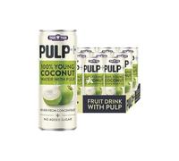 Tiger Tiger PULP+ 100% Young Coconut Water with Real Coconut Pulp, No Added Sugar, Never from Concentrate, 320ml, 12 Cans
