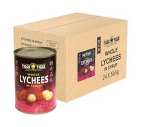 Tiger Tiger Thai Whole Lychees in Syrup - Drained Weight 255g, Net Weight 567g (Box of 24), Sweet Tropical Fruit for Desserts, Drinks & Cooking