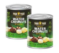 Tiger Tiger Whole Water Chestnuts in Water 2 x 567g Tins, Crisp Chinese Tinned Vegetables, Low Fat Versatile Cooking Ingredient for Stir-Fry, Dim Sum, Soups & Salads