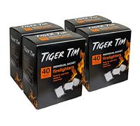 Tiger Tim 160 Sachet Firelighters Mess-Free Safe Odourless Instant Fire Starter for Wood Burners Barbecues Stoves Grills Campfires